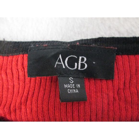 AGB Sweater Dress S Black Red Stripe Pencil Crew Neck Cotton Rayon Blend (RK115) - Picture 5 of 10